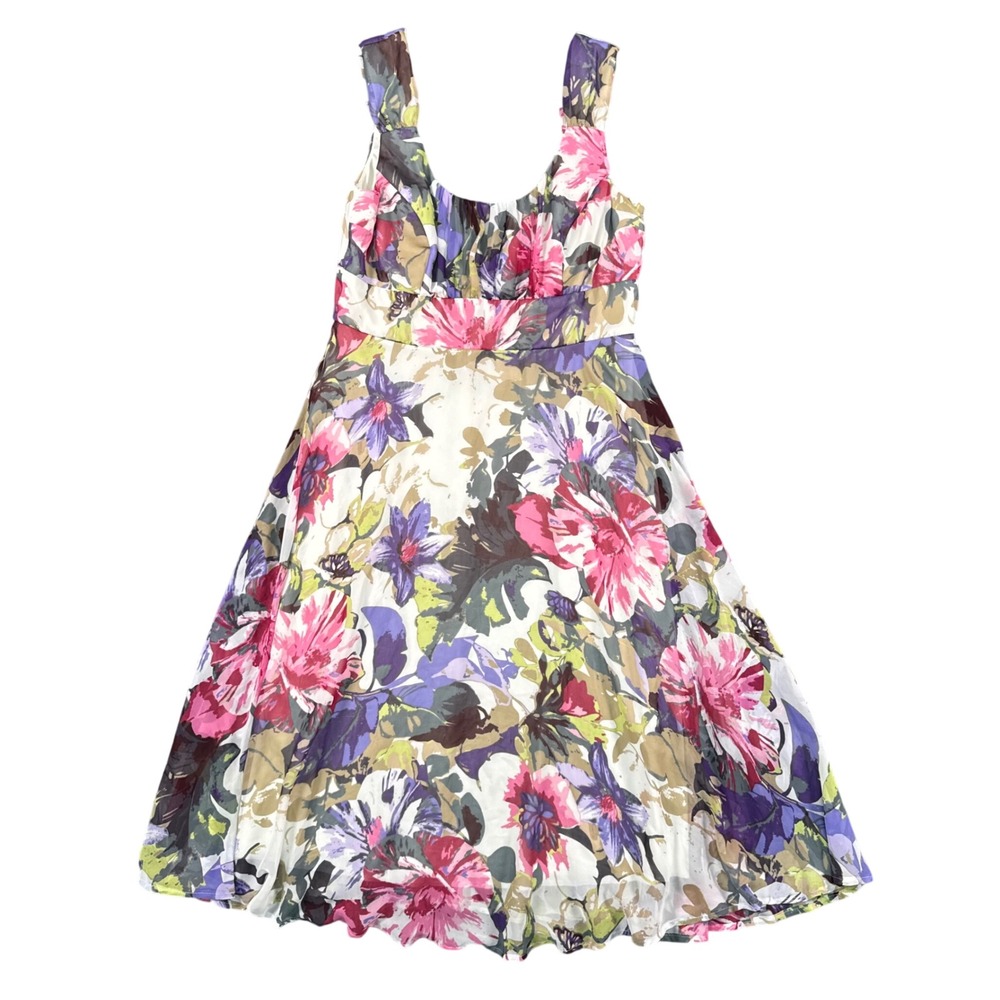 Connected‎ Apparel Floral Midi Dress Women's 14 Sleeveless Romantic Casual